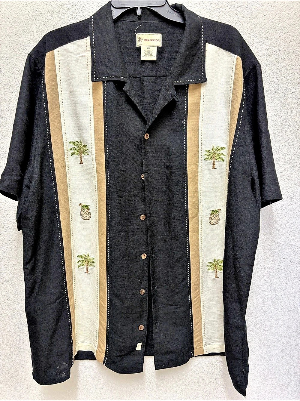 Havana Jack's Cafe Embroidered Color Block Shirt XXL Like New